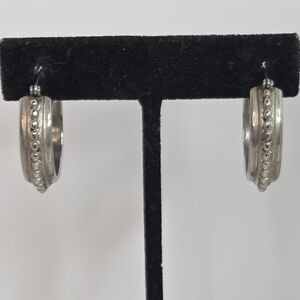 olci silver tone 1in hoop pierced earrings dotted chunky thick classic staple